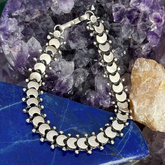 Vintage crescent moon 925 sterling silver bracelet - Picture 10 of 10